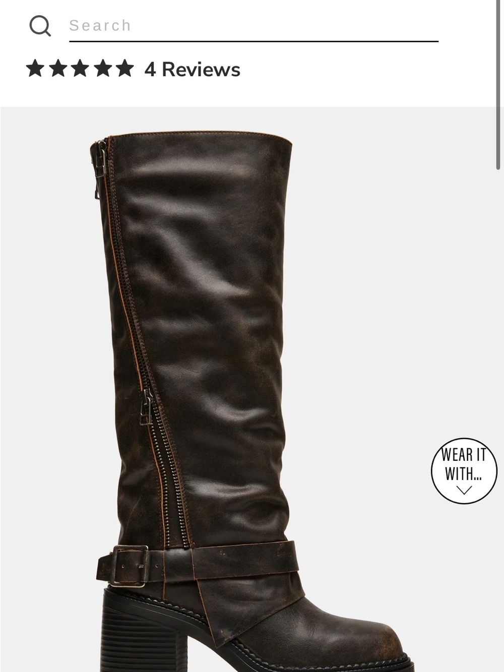 Steve Madden Dark Brown Leather Knee-High Block Heel Boots